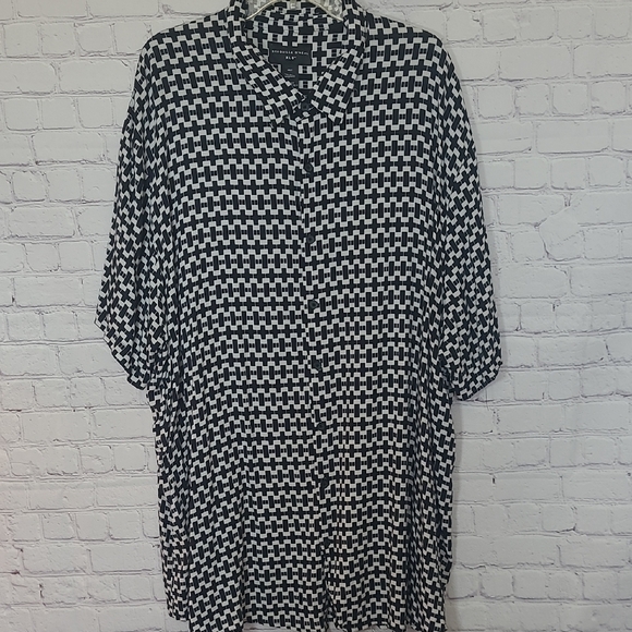 Shaquille O'Neal Black White Patterned Short Sleeve Size 4XLT Button Shirt - Picture 1 of 5